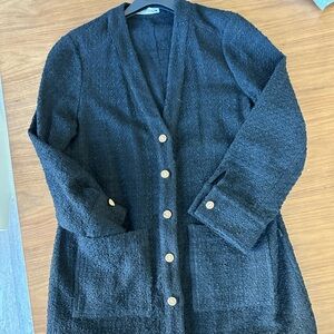 Zara bouclé sweater coat with gold buttons - size XL - excellent condition.